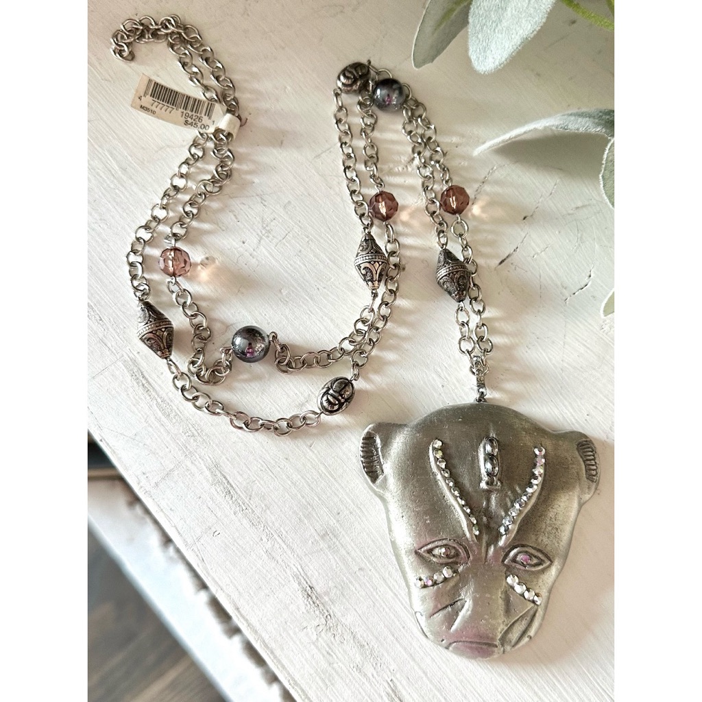 Tara Brand, Lion Rhinestone Embellished Long Necklace Nwt